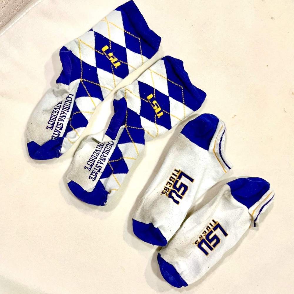 Lot of 2 Pairs of LSU Socks, Size 5-7 Women’s